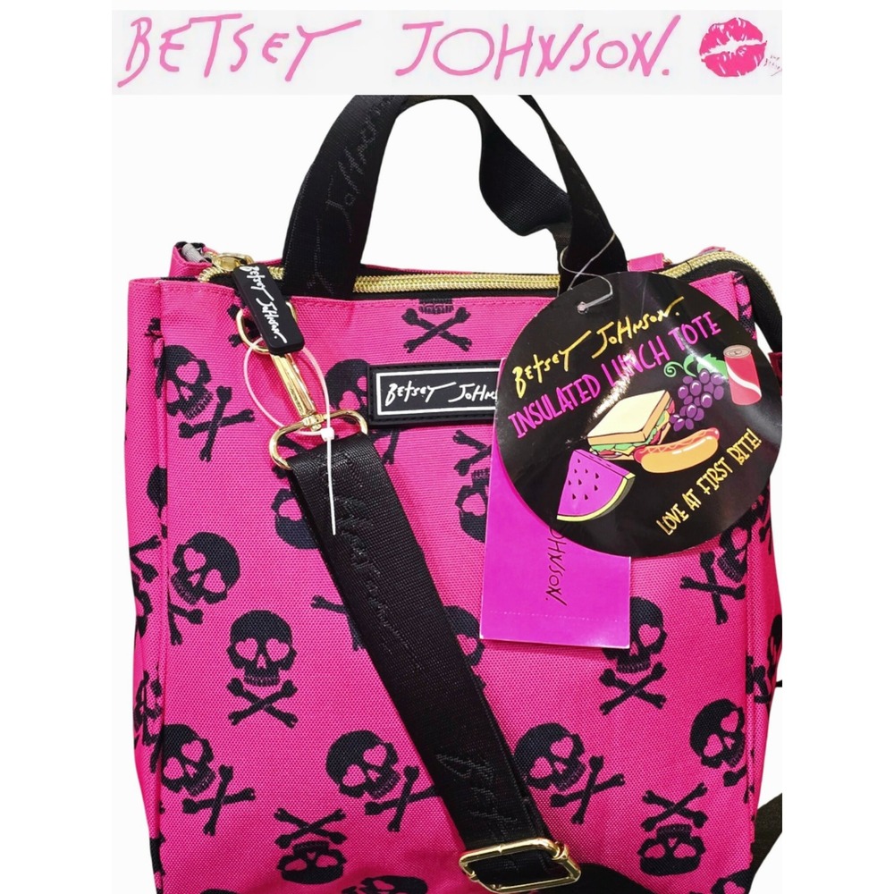 Betsey‎ Johnson Skull Cross Bones Insulated Lunch Tote Bag
